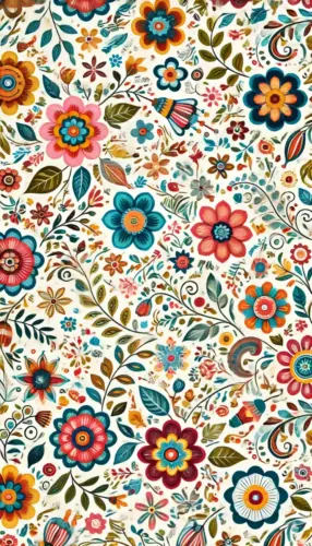 Whimsical Floral Pattern: Colorful Phone Background