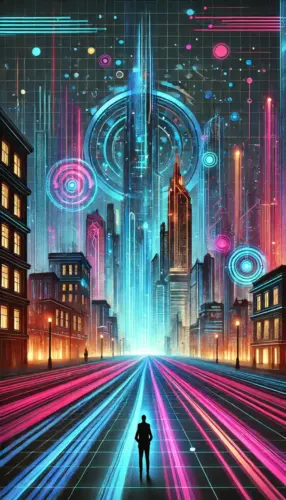 Futuristic Cityscape: Neon Lights Phone Wallpaper