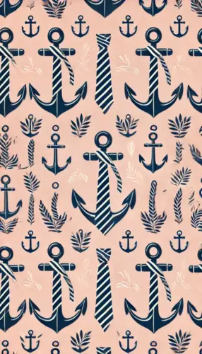 Nautical Anchors: Preppy Navy and Pink Phone Wallpaper