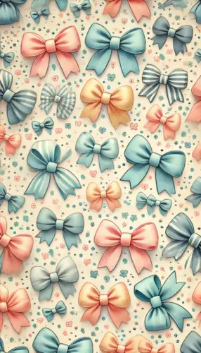 Playful Pastel Bows: Elegant Preppy Phone Wallpaper